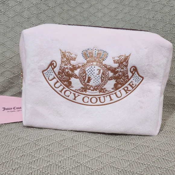 Juicy Couture Light Pink Cosmetic Case with Gold Logo New - Picture 1 of 5